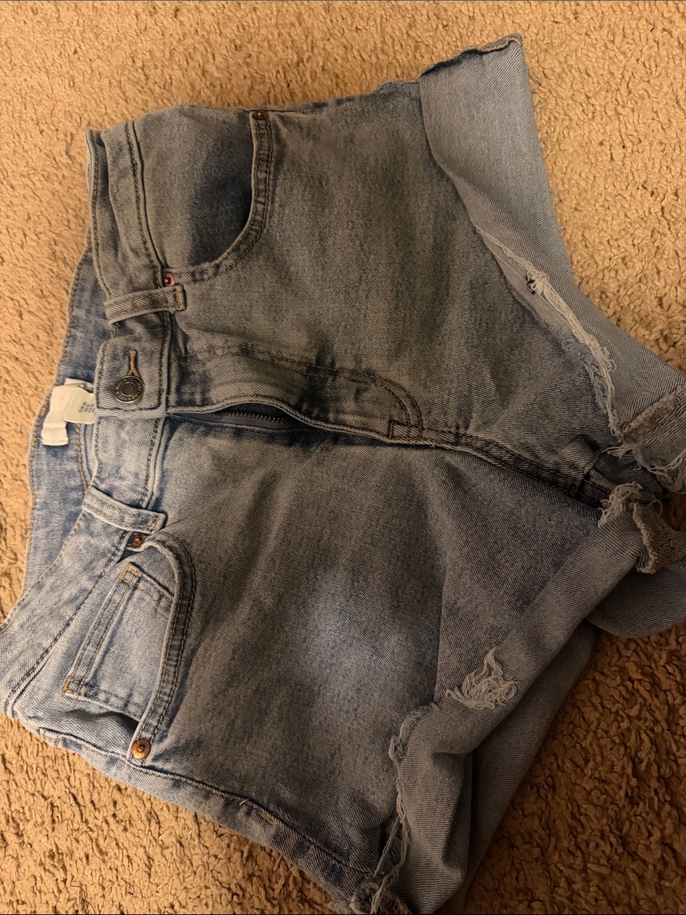 H&M Light Blue High-Waist Denim Shorts